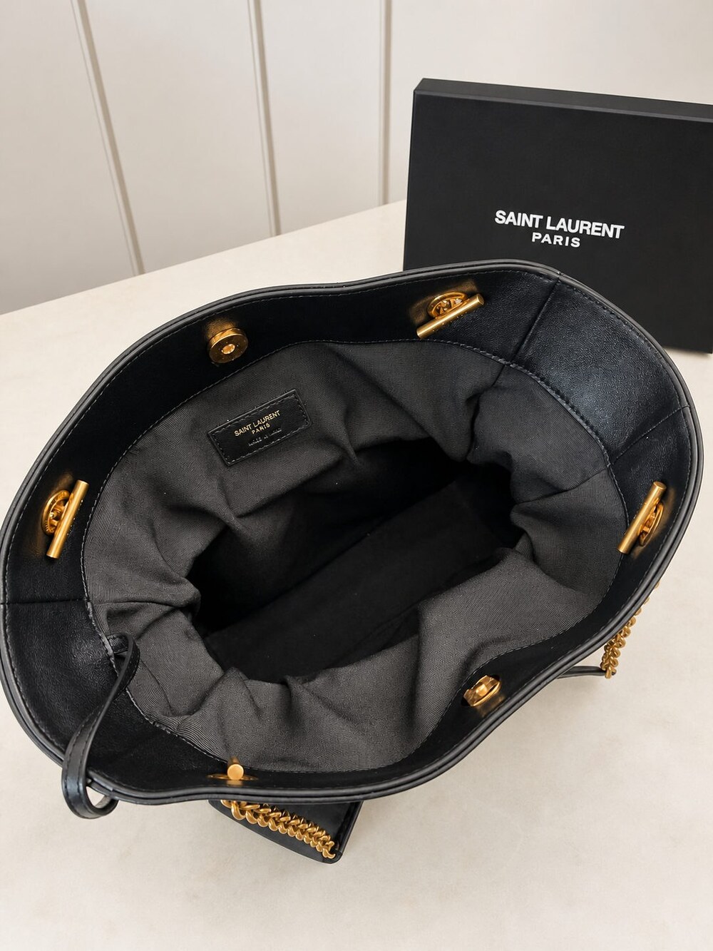 Yves Saint Laurent Jamie Medium Black Quilted Lambskin Tote Bag - Picture 7 of 9